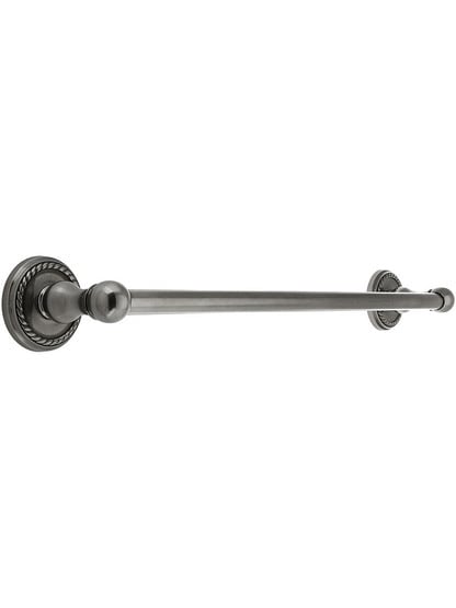 18 inch Brass Towel Bar with Rope Rosettes in Antique Pewter.